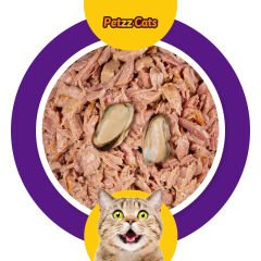 PetzzCats Lezzetli Sos İçinde Taze Fileto Ton Balıklı ve Midyeli Konserve Kedi Maması 70 Gr