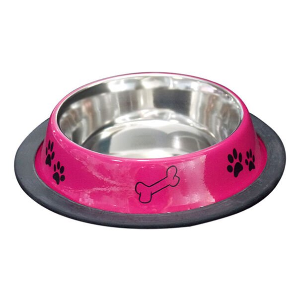 Tommy Kemik ve Pati Desenli Çelik Kedi ve Köpek Mama ve Su Kabı 16 Oz