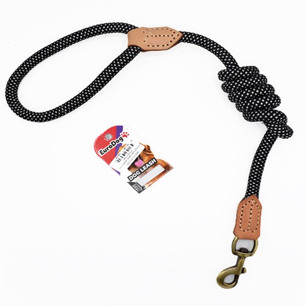 Euro Dog Reflektörlü Köpek Uzatma Tasması Kahverengi/Siyah 14 Mm 120 Cm
