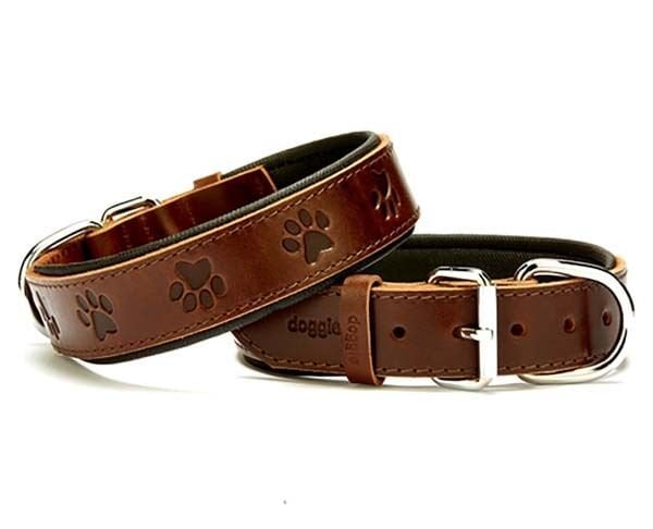 Doggie Comfort Deri Pati Desenli Köpek Boyun Tasması Medium Kahverengi 3.5x47-55 Cm