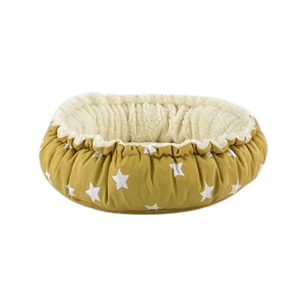 Pet Comfort Sunflower Çift Taraflı Peluş Kedi ve Köpek Yatağı Sarı Star 60 Cm