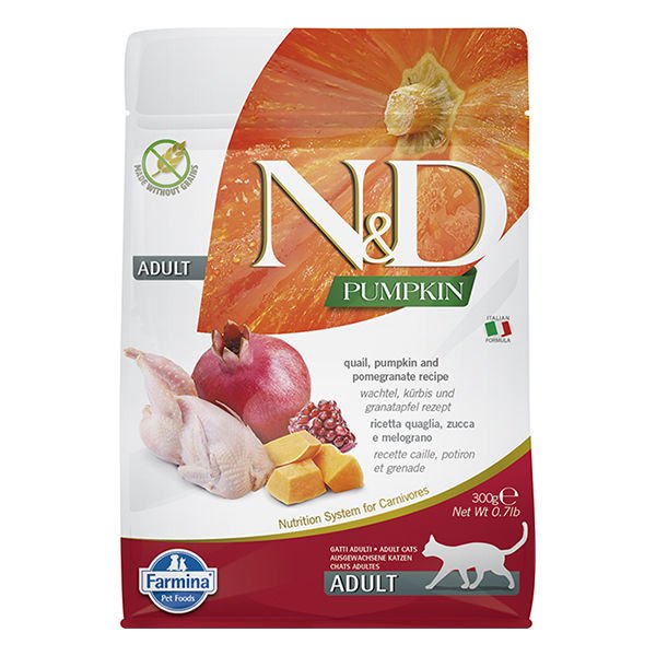 N&D Pumpkin Balkabaklı Bıldırcın ve Narlı Yetişkin Kedi Maması 300 Gr