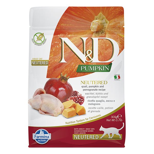 N&D Pumpkin Balkabaklı Bıldırcın ve Narlı Kısırlaştırılmış Kedi Maması 300 Gr
