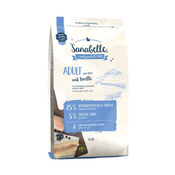Sanabelle Adult Tahılsız Kümes Hayvanlı ve Alabalıklı Yetişkin Kedi Maması 2 Kg