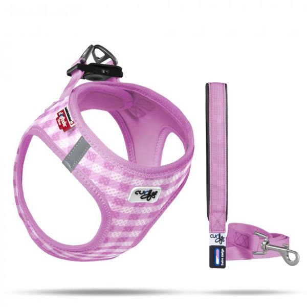 Curli Vest Air-Mesh Köpek Göğüs Tasması Pembe Ekose Xxsmall 30-35 Cm