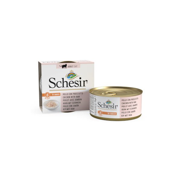 Schesir Broth Naturel Tavuklu ve Jambonlu Konserve Yetişkin Kedi Maması 70 Gr