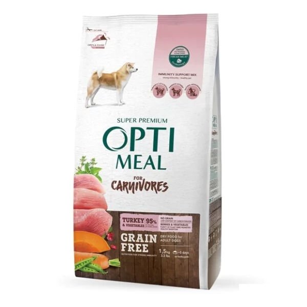 Optimeal Tahılsız Hindi Etli ve Sebzeli Tüm Irklar için Yetişkin Köpek Maması 1.5 Kg
