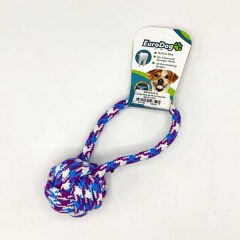 Euro Dog Halka Tek Topuz Şeklinde Diş Kaşıma İpi Köpek Oyuncağı Beyaz/Mor/Mavi 30 Cm