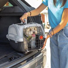 Ferplast Atlas Deluxe Open 20 Kedi ve Köpek Taşıma Çantası Gri 37.4x57.6x33 Cm
