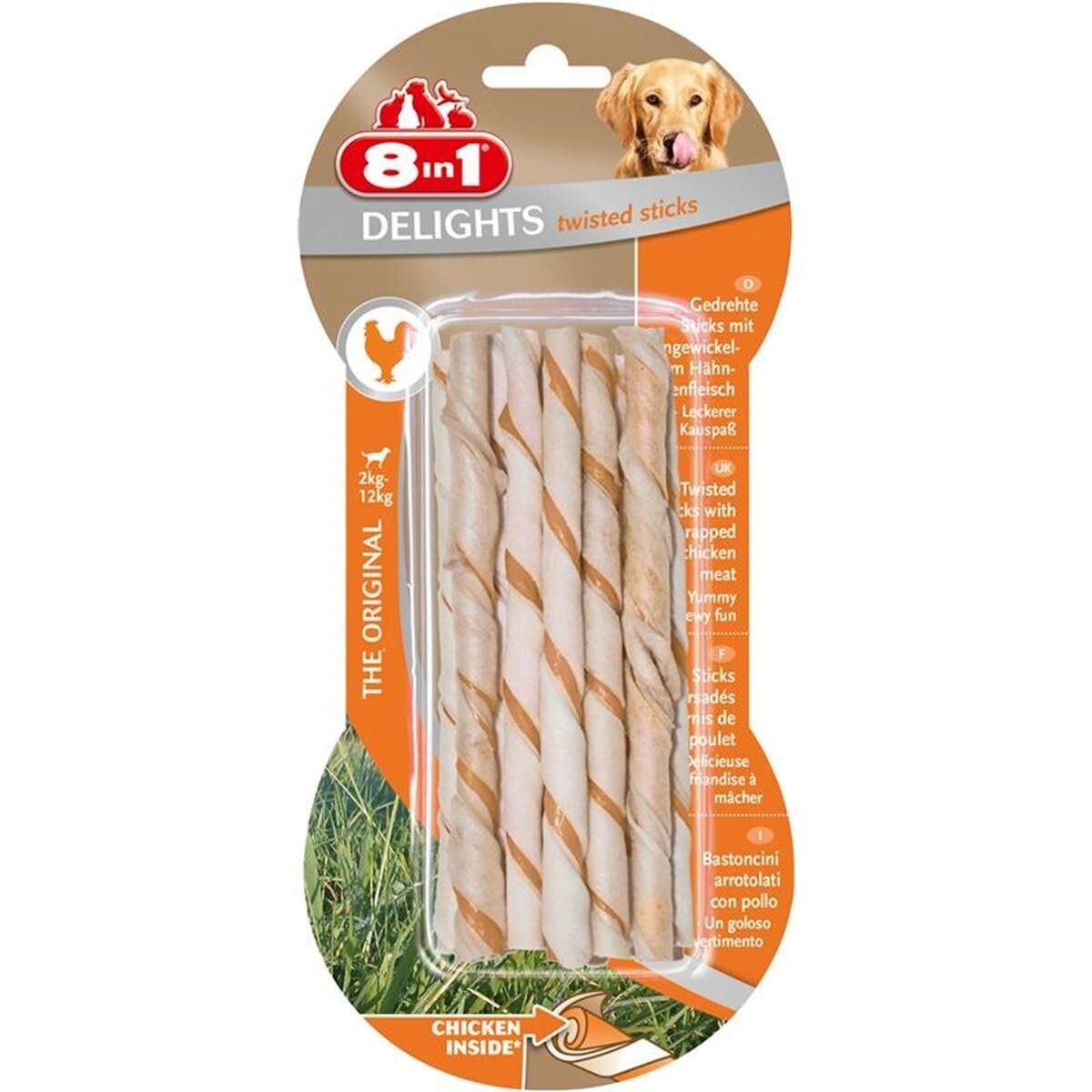8in1 Delights Twisted Sticks Tavuklu Köpek Ağız Bakım Çubuğu 10'lu 55 gr