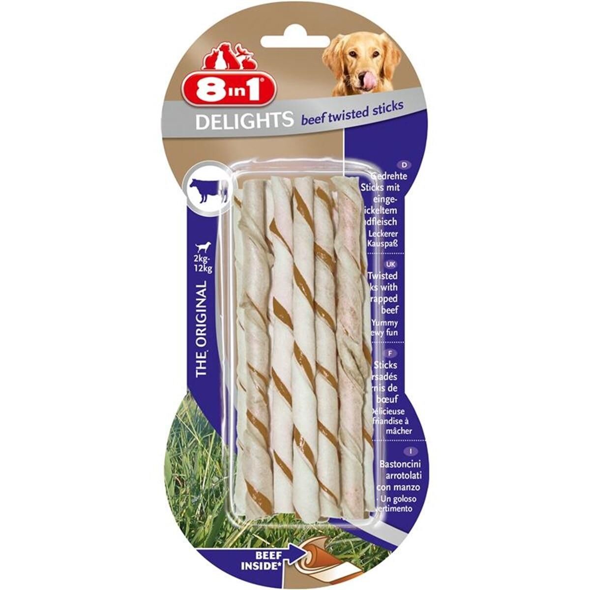 8in1 Delights Twisted Sticks Biftekli Burgu Köpek Ödül Kemiği 10'lu 55 gr