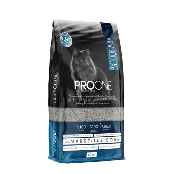 ProOne Hypoallergenic Marsilya Sabunu Kokulu İnce Taneli Sodyum Bentonit Kedi Kumu 1 Adet 10 Kg