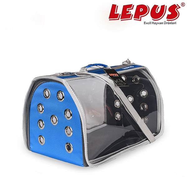 Lepus Şeffaf Fly Bag Köpek Taşıma Çantası Mavi Medium 25x40x25 Cm