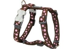 Red Dingo Ayarlı Kahverengi Pembe Benekli Köpek Göğüs Tasması 20 Mm