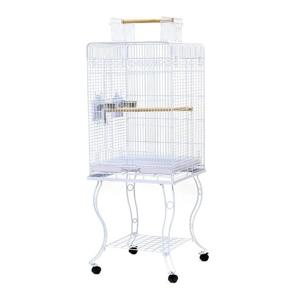 Dayang Ayaklı Ferforje Papağan Kafesi Beyaz 54x54x134 Cm