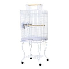 Dayang Ayaklı Ferforje Papağan Kafesi Beyaz 54x54x134 Cm