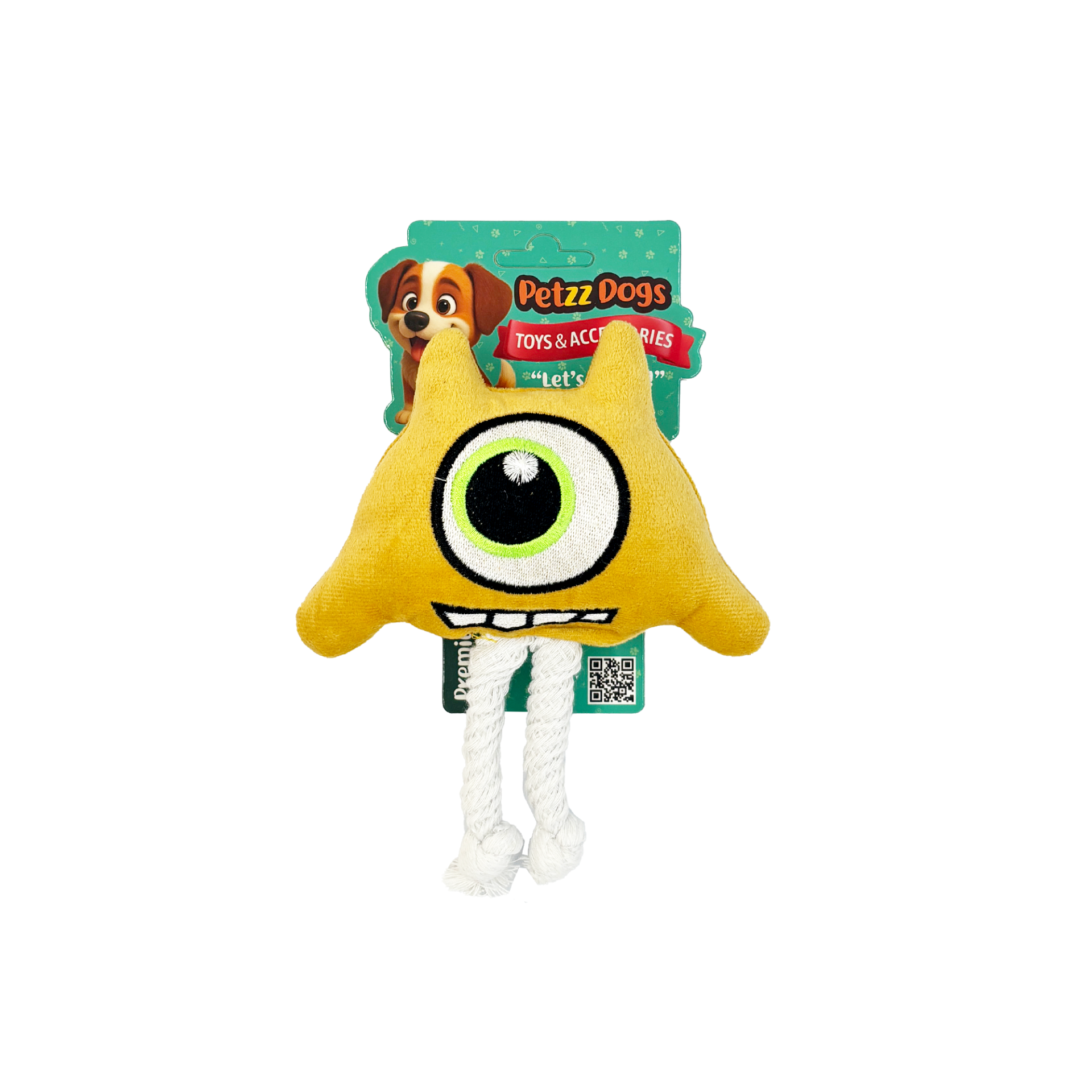 PetzzDogs One Eye Sesli Dayanıklı Peluş Köpek Çiğneme Oyuncağı Sarı 19x14 Cm