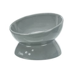 Trixie Büyük Yassı Kedi Seramik Mama ve Su Kabı Gri 0.35 Lt 17 Cm