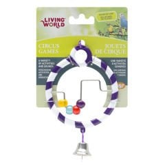 Living World Kuş Zilli Boncuklu Halka Oyuncağı Beyaz/Mor