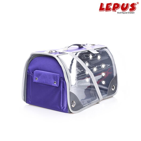 Lepus Şeffaf Fly Bag Köpek Taşıma Çantası Mor Large 28x45x28 Cm