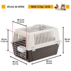 Ferplast Atlas Open 30 Üstü Açılır Kedi ve Köpek Taşıma Çantası Gri 40x60x38 Cm