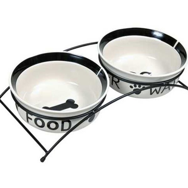 Trixie Kedi Köpek Seramik Mama ve Su Kabı Seti Beyaz/Siyah 2x0.25 Lt