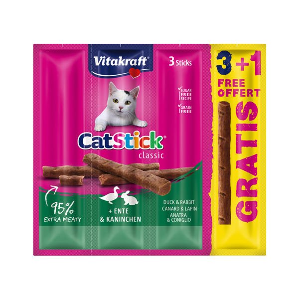 Vitakraft Stick Tavşan ve Ördekli Kedi Ödül Maması 4 Adet 18 Gr