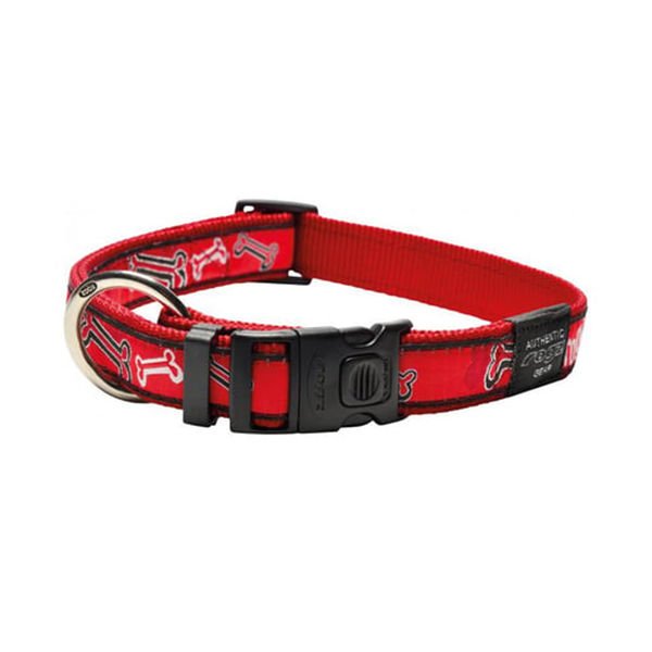 Rogz Fancy Dress Halsband Kemik Desenli Köpek Boyun Tasması Kırmızı Medium 1.6x26-40 Cm