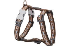 Red Dingo Bone Yard Desenli Köpek Göğüs Tasması Kahverengi 20 Mm