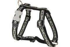 Red Dingo Bone Yard Desenli Köpek Göğüs Tasması Siyah 20 Mm