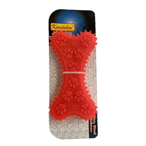 Petpretty Plastik Pati Desenli Kemik Köpek Oyuncağı Turuncu L 14x8 Cm