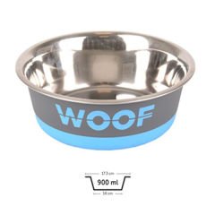 Flamingo Woof Kedi ve Köpek Mama Kabı Gri/Mavi 900 Ml