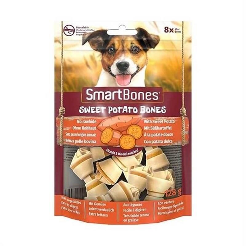 Smartbones Tavuk ve Tatlı Patatesli Mini Düğüm Kemik Köpek Ödülü 128 gr 8 Adet