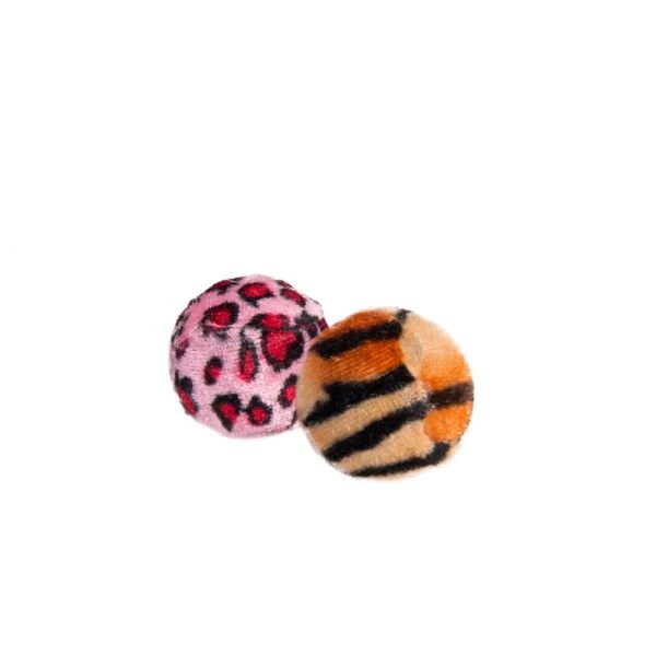 Karlie Kaplan Desenli Top Peluş Kedi Oyuncağı 60 Adet 4 Cm