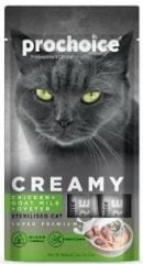 Prochoice Creamy Tavuklu ve Keçi Sütlü Sıvı Krema Kısırlaştırılmış Kedi Ödülü 4 X 15 gr