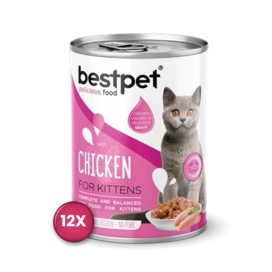 Bestpet Jöle İçinde Parça Etli Tavuklu Konserve Yavru Kedi Maması 400 gr x 12 Adet