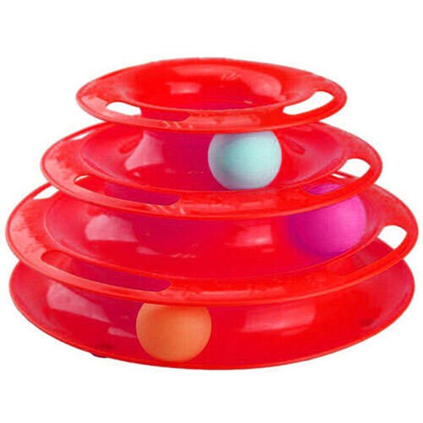 Petzz Ray Kulesi 3 Katlı Kedi Oyuncak Kırmızı 25-15x15.2 Cm