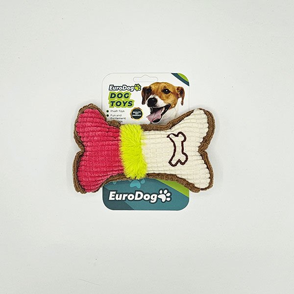 Euro Dog Kemik Şekilli ve Desenli Peluş Köpek Oyuncağı 16x10 Cm