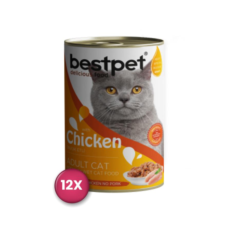 Bestpet Tavuklu Yetişkin Kedi Konservesi 400 gr x 12 Adet