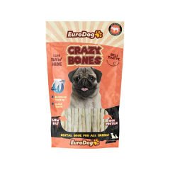 Euro Dog Crazy Bone Sütlü Burgu Çubuk Köpek Kemik Ödül Maması 20 Adet 12 Cm