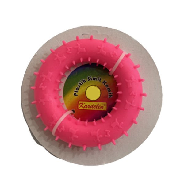 Petpretty Plastik Simit Kemik Köpek Oyuncağı M 8.5 Cm Pembe