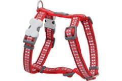 Red Dingo Reflektörlü Kemik Desenli Kırmızı Göğüs Tasması 15mm