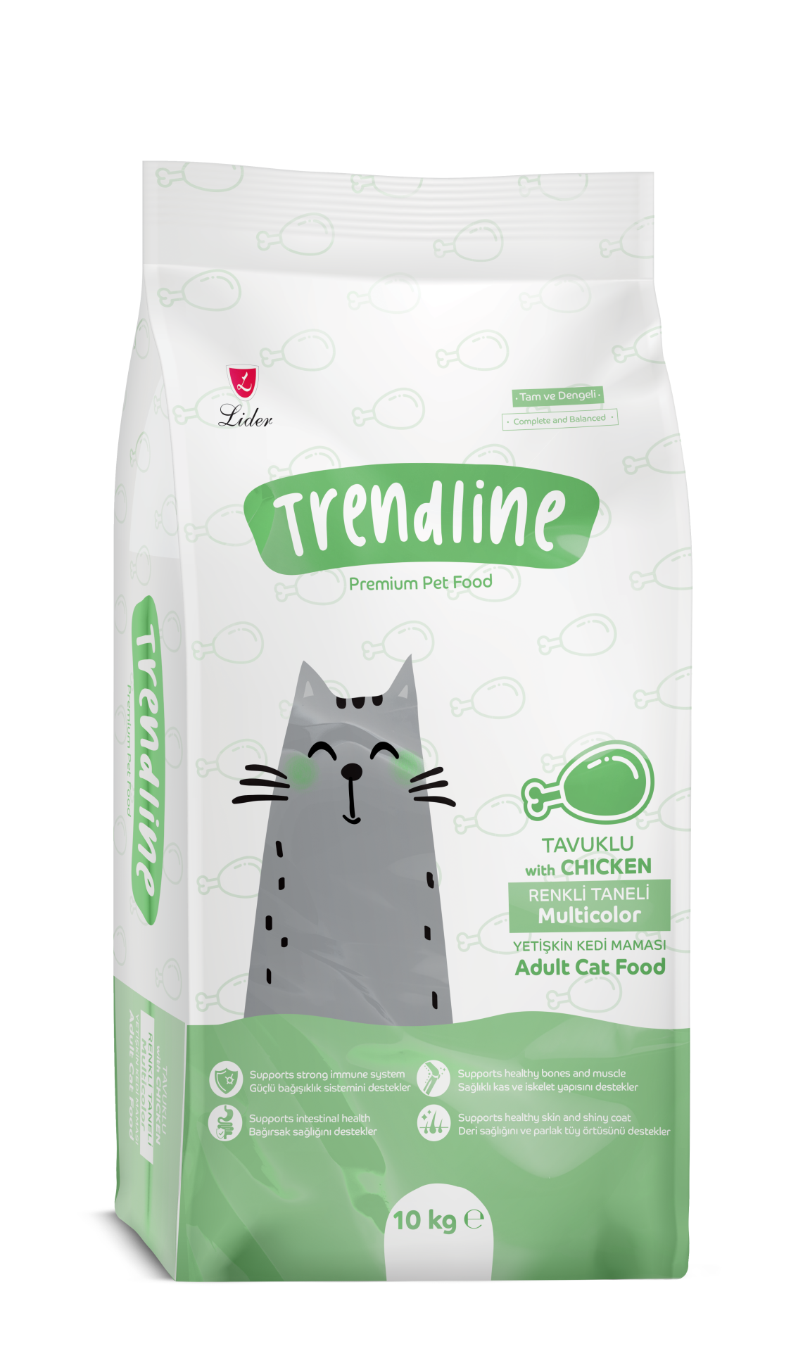 Trendline Adult Tavuklu Renkli Taneli Yetişkin Kedi Maması 10 Kg