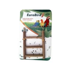 Euro Bird Doğal Ahşap Merdiven 3 Basamak Kuş Oyuncağı