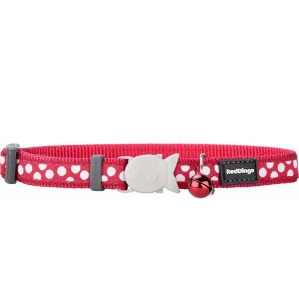 Red Dingo Balık Tokalı Kırmızı Beyaz Benekli Kedi Boyun Tasması 12 Mm