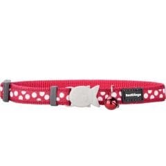 Red Dingo Balık Tokalı Kırmızı Beyaz Benekli Kedi Boyun Tasması 12 Mm