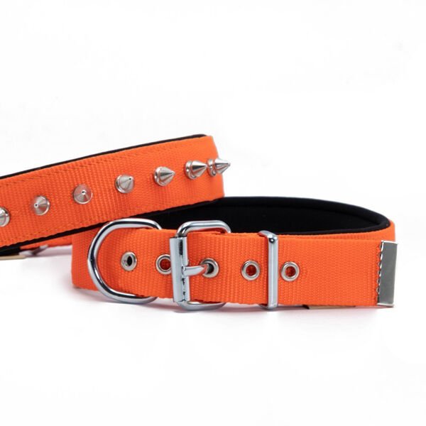 Doggie Comfort Dokuma Çivili Köpek Boyun Tasması Medium Turuncu 3x42-50 Cm