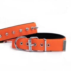 Doggie Comfort Dokuma Çivili Köpek Boyun Tasması Medium Turuncu 3x42-50 Cm