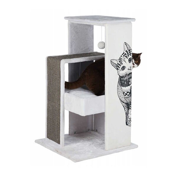 Trixie Maria Kedi Tırmalama ve Oyun Evi Beyaz/Gri 101 Cm