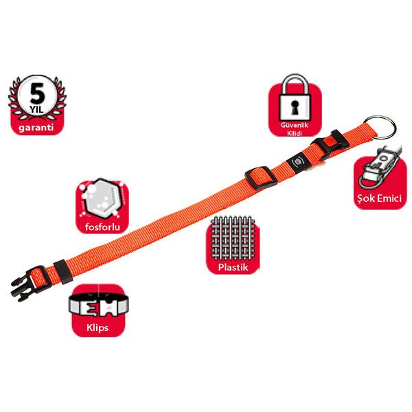 Karlie Kilitli Köpek Boyun Tasması Small Turuncu 20 Mm 30-45 Cm